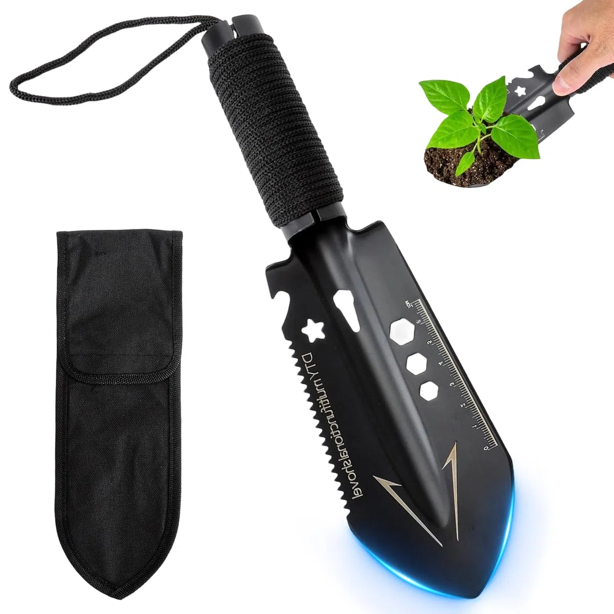 Vanga per Orto, Pala Campeggio 9 in 1 – Pala Portatile Leggera con Borsa per Giardinaggio, Campeggio, Escursionismo in Spiaggia e Sopravvivenza