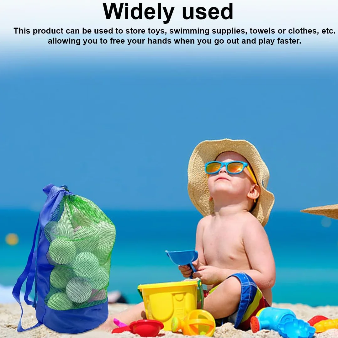 Borsa per giocattoli da spiaggia, borsa da spiaggia in rete, zaino per giochi acquatici, borsa da spiaggia grande, per bambini piccoli, ragazze e ragazzi, borsa da nuoto