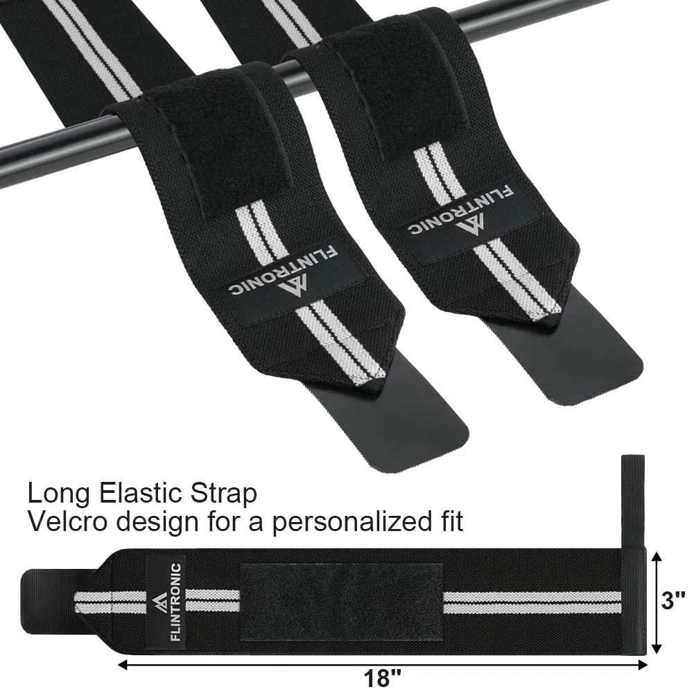 flintronic Fasce Polsi Sollevamento Pesi Cinghie, Polsiere per Fitness, con Anello per Pollice, Elasticità Cinturino di Supporto per Il Polso, per Powerlifting, Bodybuilding & Allenamenti di Forza