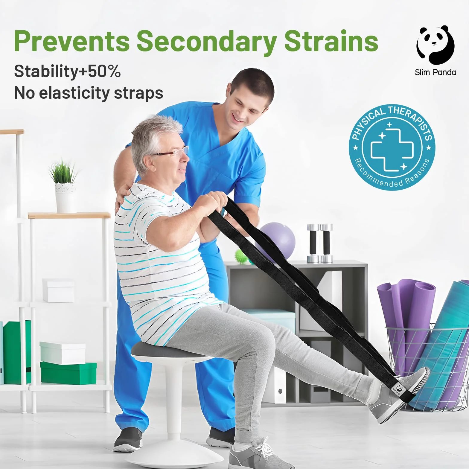 Slim Panda Cinghia Yoga Stretching, Cintura Yoga con 10 Loop per l'Allungamento e Stretching, Ceinture Elastiche Fitness Ideale per Yoga, Balletto, Pilates Fisioterapia