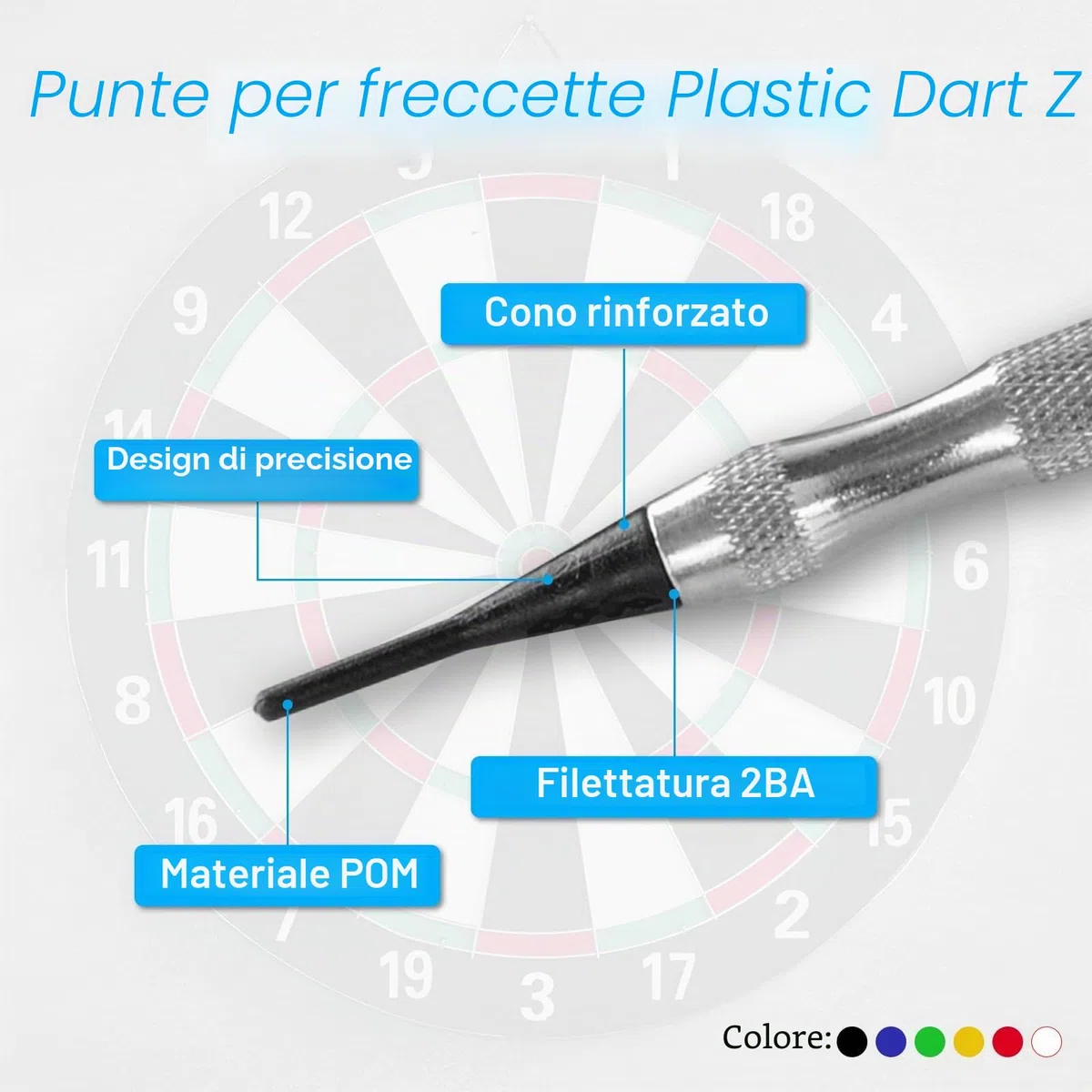 wenrescry 200 pezzi di punte per freccette in plastica, punte per softdart con filettatura 2BA, punte di ricambio durevoli per freccette morbide, facili da sostituire, accessori per freccette per gli