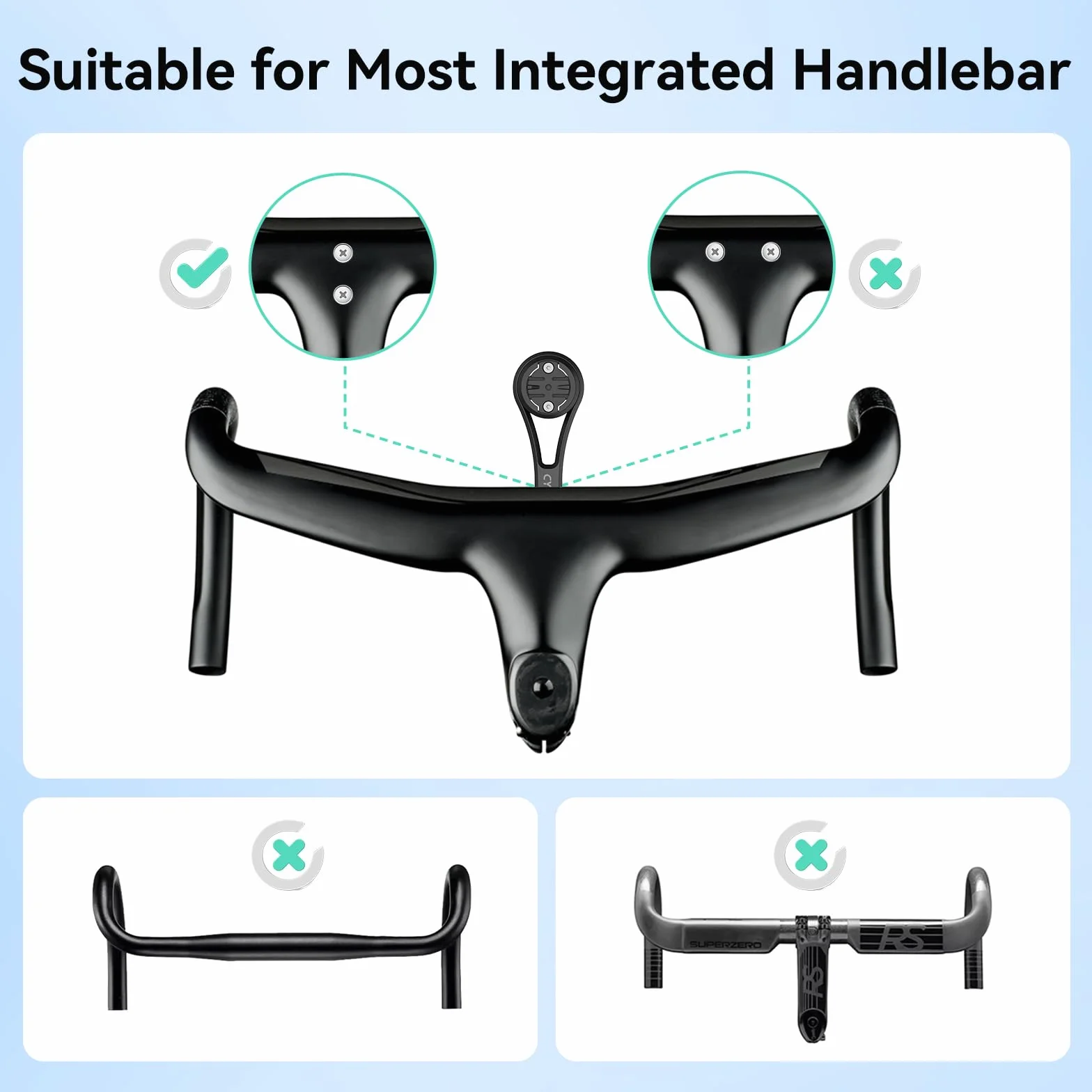 CYCPLUS Out Front Bike Mount Z3, supporto per computer da ciclismo compatibile con computer da ciclismo Garmin/Igpsport/Xoss