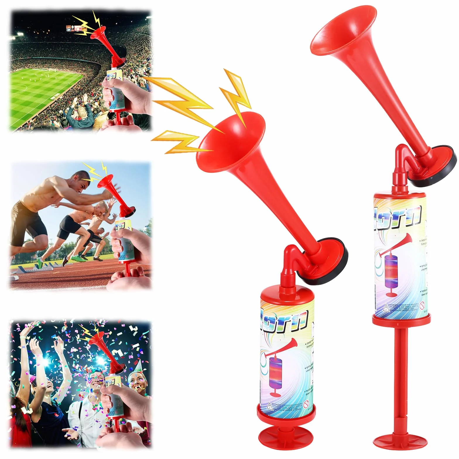 Secondo Air Horn, Clacson Handheld Air Pressione Fanfare Pompa, Tromba da Stadio, Classica Air Horns Signalhorn