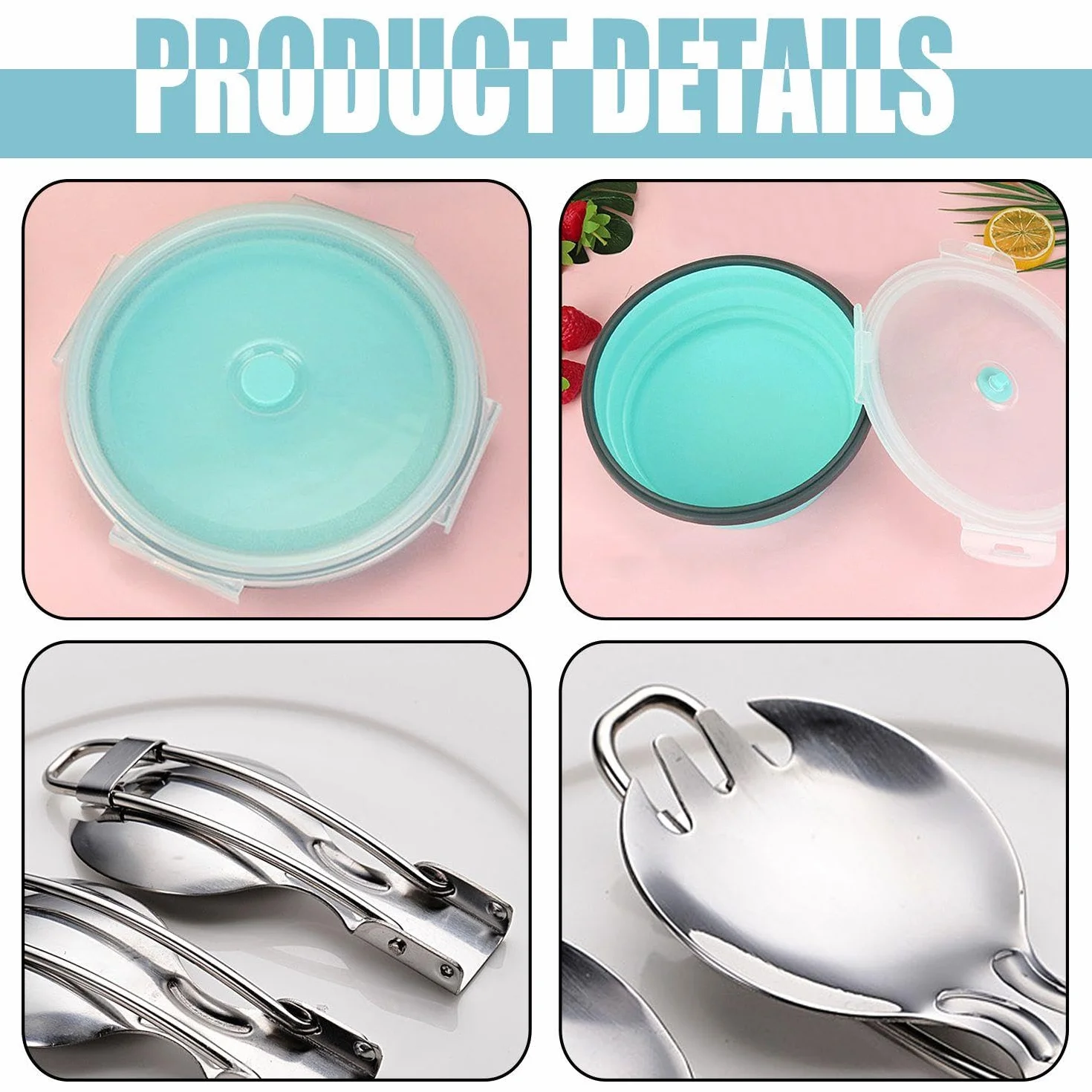 Ciotola Pieghevole Da 1 Pezzo, 1200 Ml, Silicone Riutilizzabile, Ciotola Campeggio Coperchio, Portatile Pranzo Rotonda, Stoviglie Pratiche