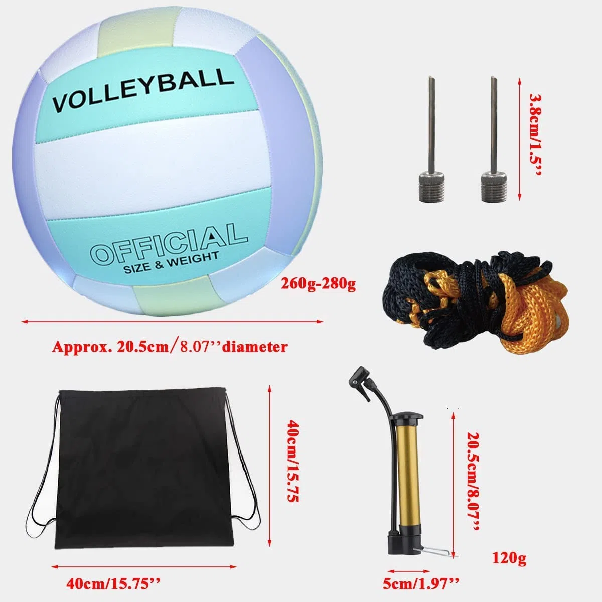 Volleyball Official Size 5, Volleyball Kit, Volleyballs, Soft Volleyball Beach Volleyball Pool Volleyball for Indoor Outdoor Beach, Training Equipment Volleyball Training, Gym