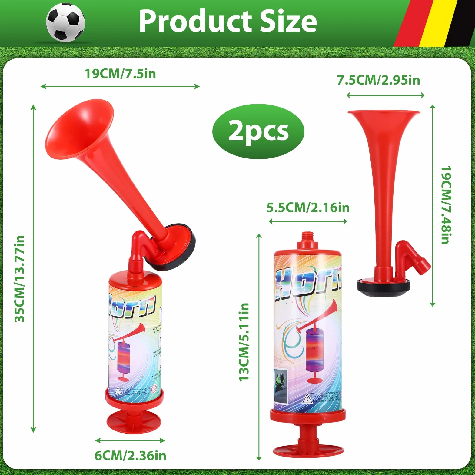 Secondo Air Horn, Clacson Handheld Air Pressione Fanfare Pompa, Tromba da Stadio, Classica Air Horns Signalhorn