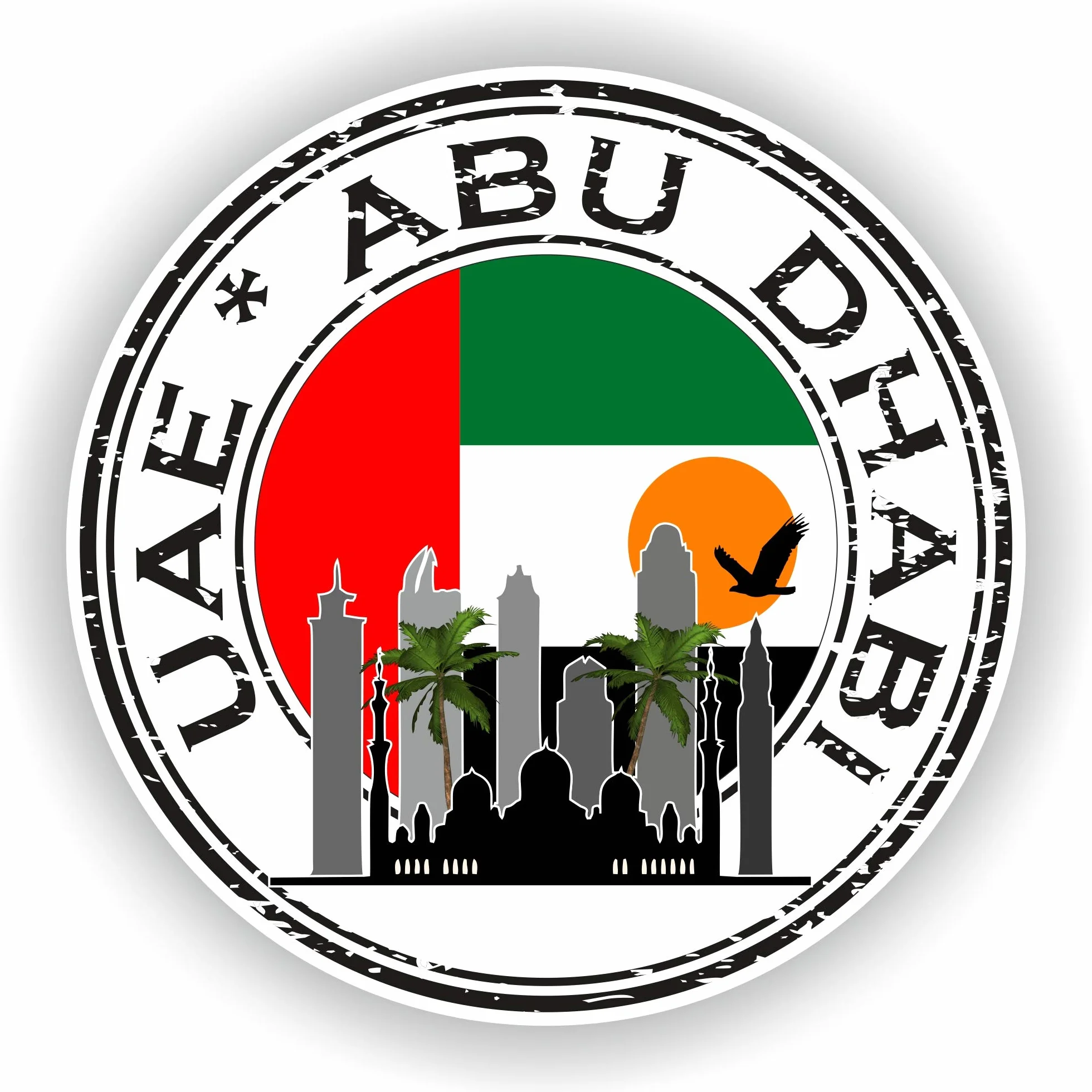 1 adesivo rotondo impermeabile in vinile UAE Abu Dhabi.