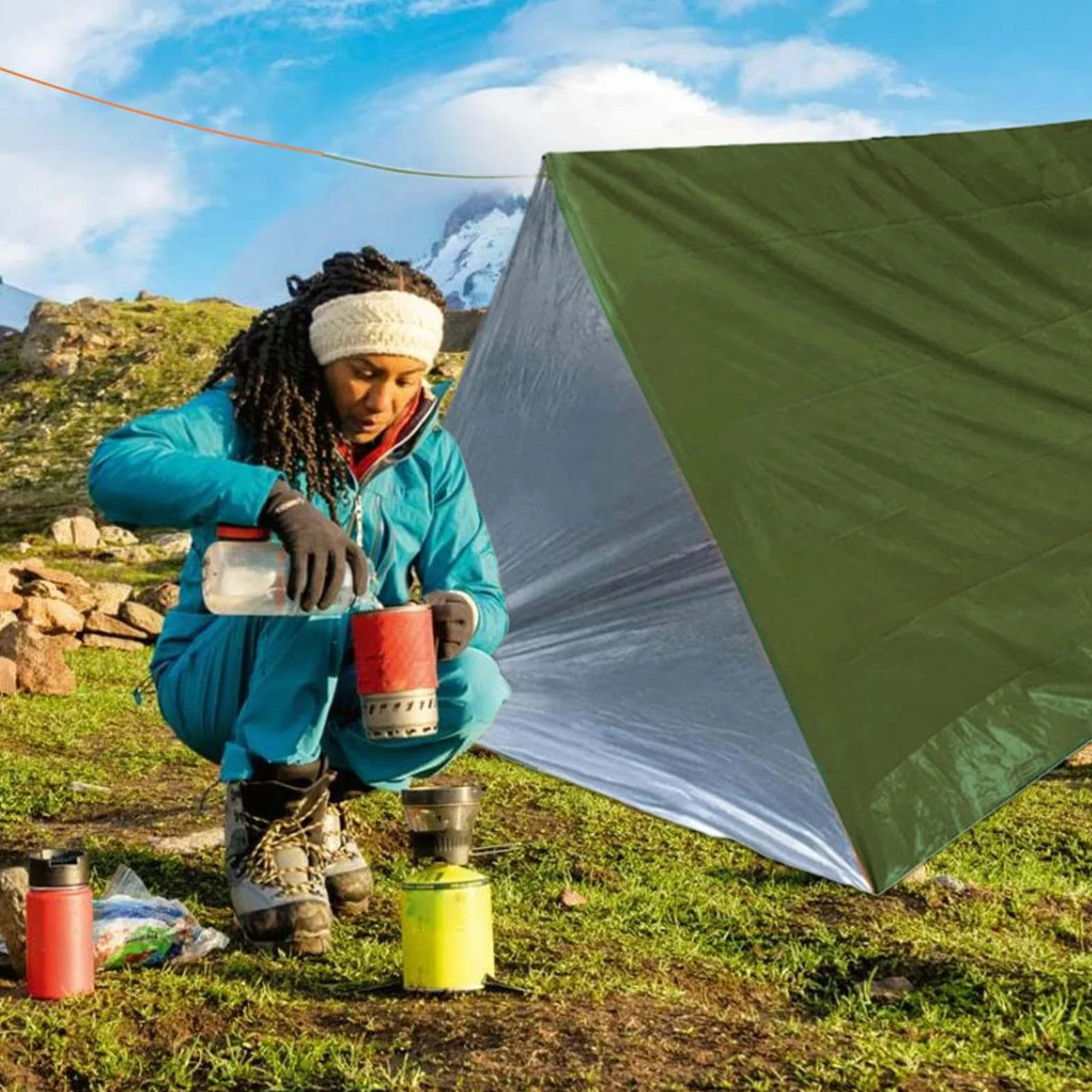Telo termico sopravvivenza campeggio kit sacco a pelo leggero riflettente impermeabile alpinismo escursionismo