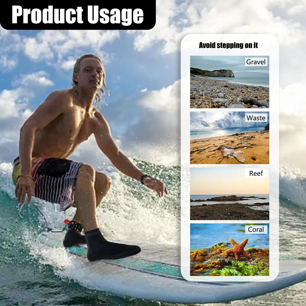 Calzini in neoprene funzione impermeabile con spessore elastico per proteggere i piedi, calzini da nuoto, calzini da immersione, calzini da beach volley, calzini da spiaggia maschili per