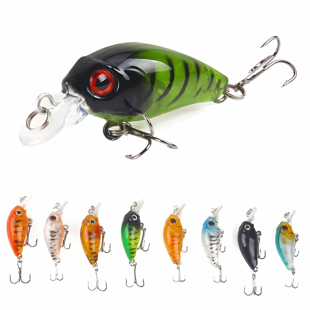 8 Pezzi esche artificiali, Esche galleggianti da pesca, Artificiali Spinning Esche Artificiali, esca pesce persico, per acqua salata, trota, salmone, pesca persico, simulazione di esche false