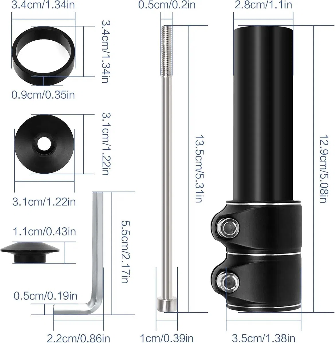 28mm Prolunga Manubrio MTB Altezza Adattatore per Attacco Manubrio in Lega di Alluminio Riser Manubrio Estensore Prolunga Stelo Forcella Bici da Corsa (3,5 * 3,5 * 12,9cm)
