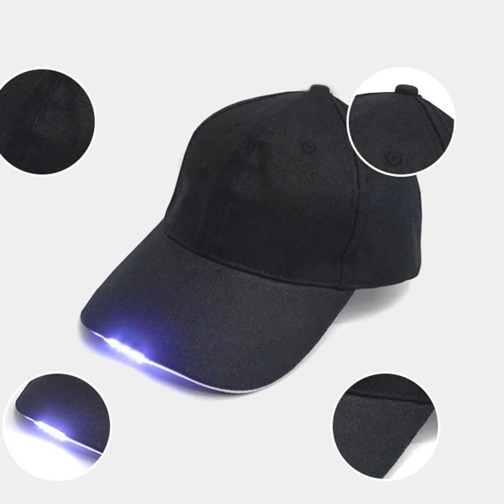 Cappellino con luce a LED, a mani libere, berretto da baseball luminoso, cappello sportivo regolabile, per jogging, traspirante, per feste, festival, rave