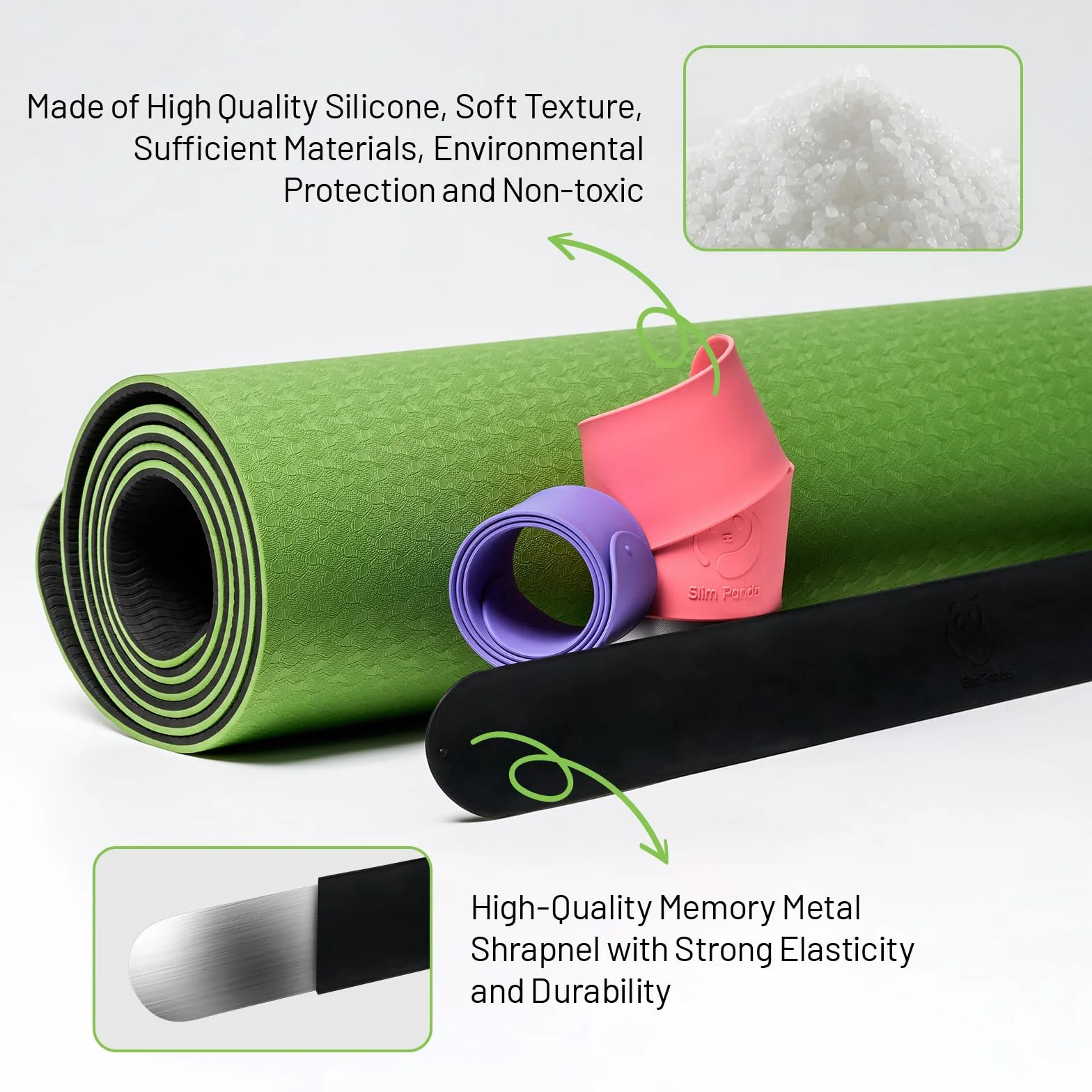 Slim Panda Fascia a Scatto per Tappetino Yoga - Avvolgimento Autoavvolgente in 1 Secondo, Cinghia Porta Materassino per Palestra e Viaggio, Tappetino Non Incluso