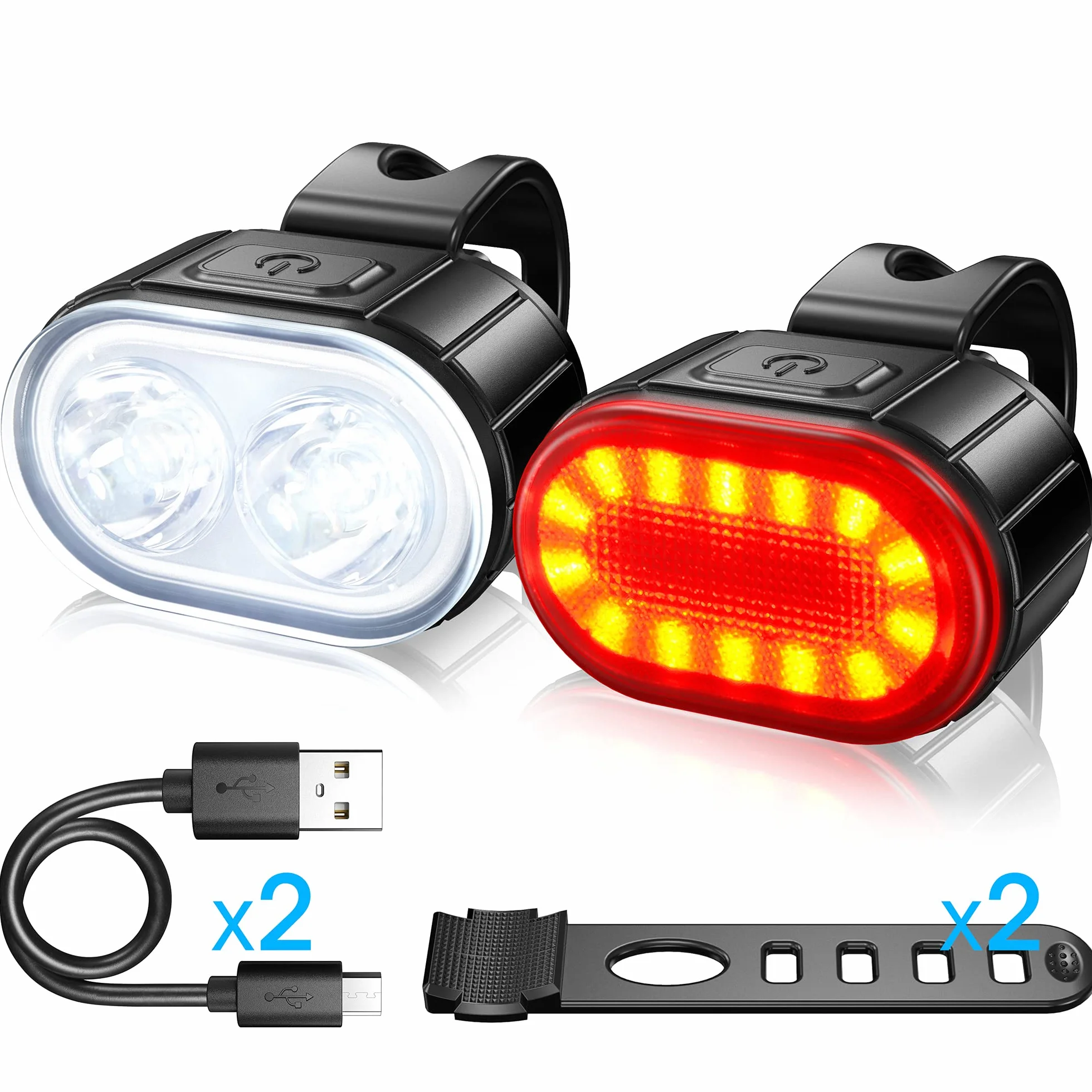 Luci Bicicletta Kit, Luci Anteriore e Posteriore per Bicicletta LED, USB Ricaricabile IPX5 Impermeabili 4+6 Modalità,Disponibile per Uomini Donne, Bambini e Biciclette da Montagna e da Strada.
