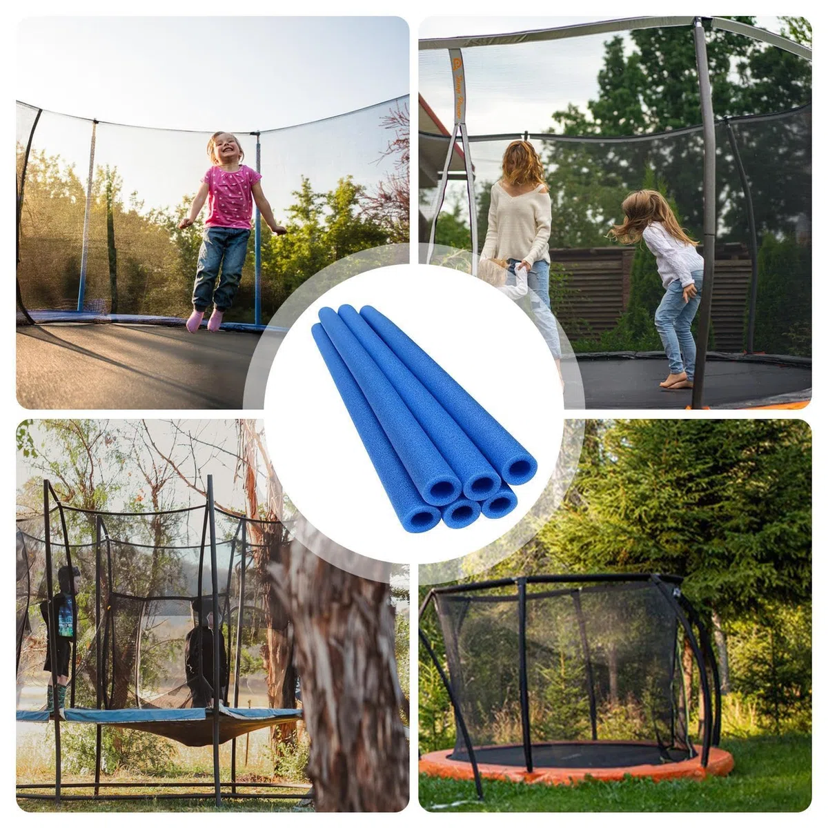 6 Tubi in Schiuma per Trampolino 88 Cm Protezione per Aste di Trampolinos, Trampolinos di Ricambio Copertura in Gommapiuma per Aste, Imbottitura in Schiuma
