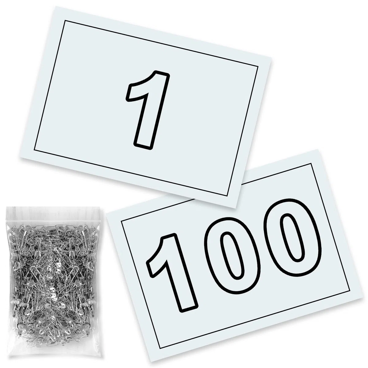 Pettorali da Gara in Formato A5 (21x15 cm) in Pretex 90g - con Spille Incluse - Ideali per Eventi Sportivi - Numeri Grandi Ben Visibili