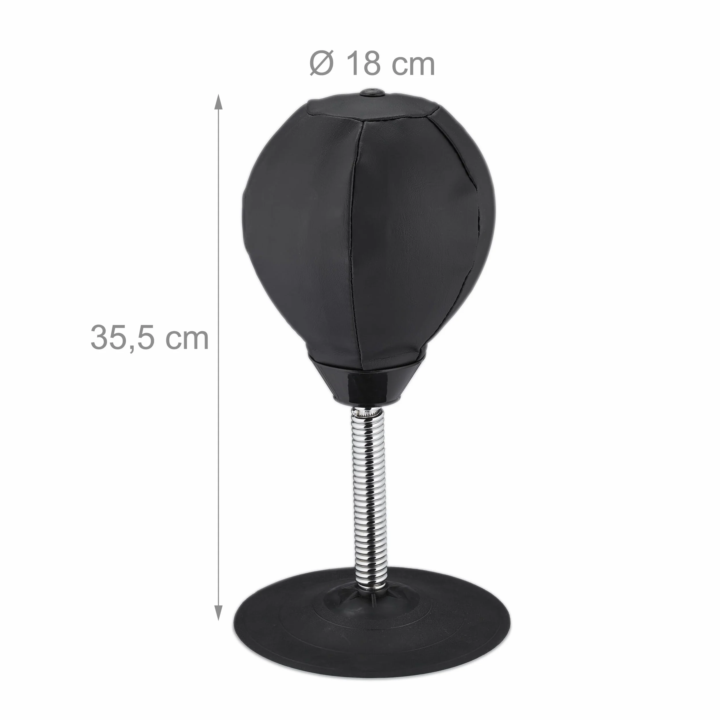 Relaxdays Punching Ball da Tavolo, Punchingball da Scrivania per Ufficio e Lavoro, Contro Lo Stress, Pungiball, Nero