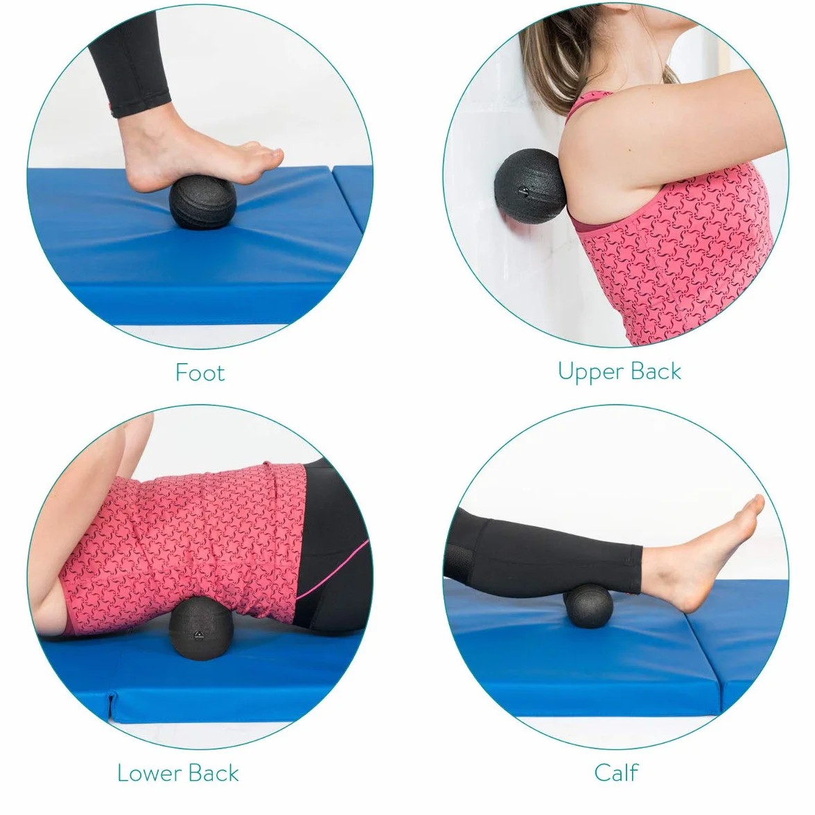 Navaris Sfere da Massaggio Fasce - Set 2x Palle Massaggianti Trigger Point Dolore Miofasciale - Palline Roller Ball Automassaggio 2 Misure - Blu Nero