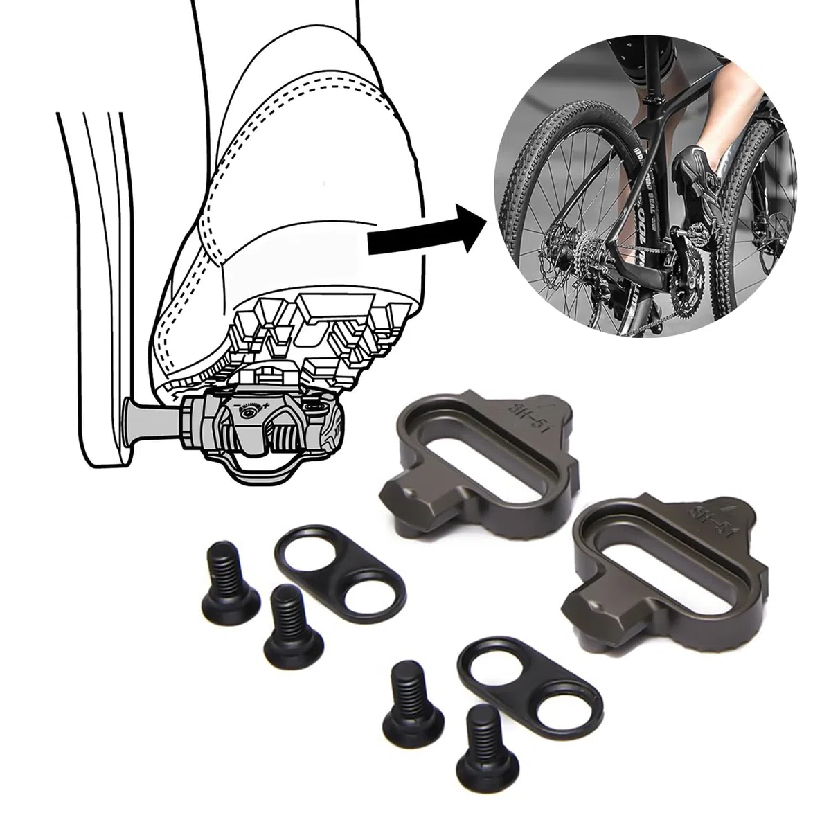 2 Pezzi Tacchetti per Bici, Compatibili con SPD SM-SH51, Acciaio Tacchetti per Scarpe da Bicicletta Forti Tacchetti per Pedali MTB Mountain Bike Tacchetti per Scarpe da Spinning