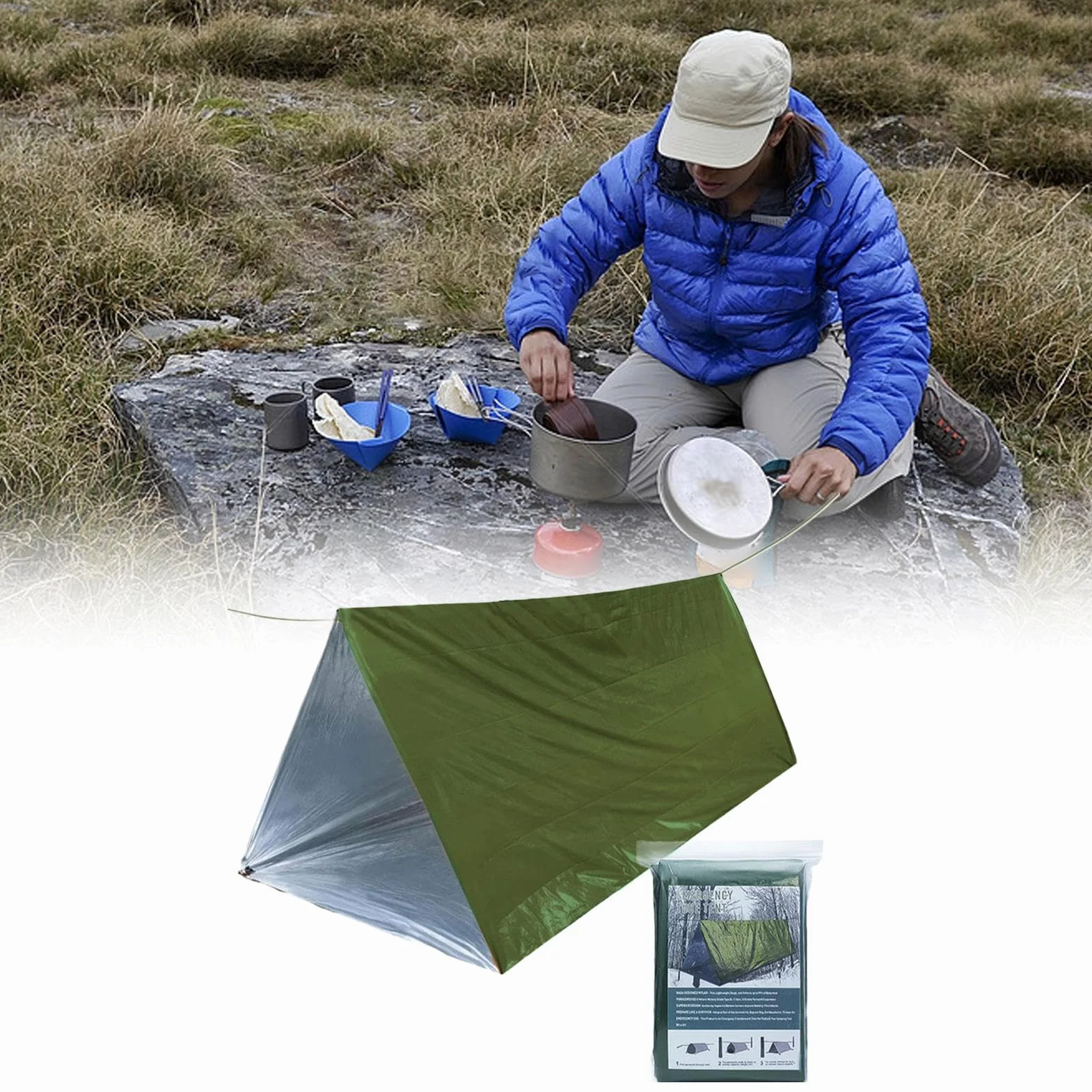 Telo termico sopravvivenza campeggio kit sacco a pelo leggero riflettente impermeabile alpinismo escursionismo