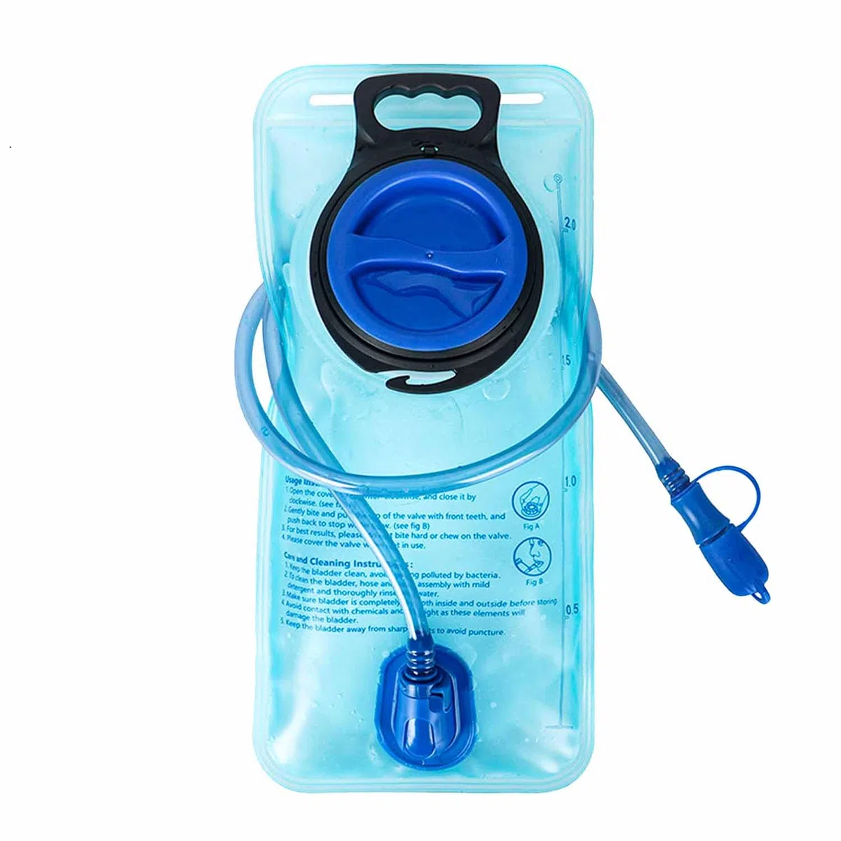1 sacchetto per l'acqua da 2 litri, portatile, per lo sport, a prova di perdite, sacchetto dell'acqua riutilizzabile, per ciclismo, campeggio, escursioni (blu)