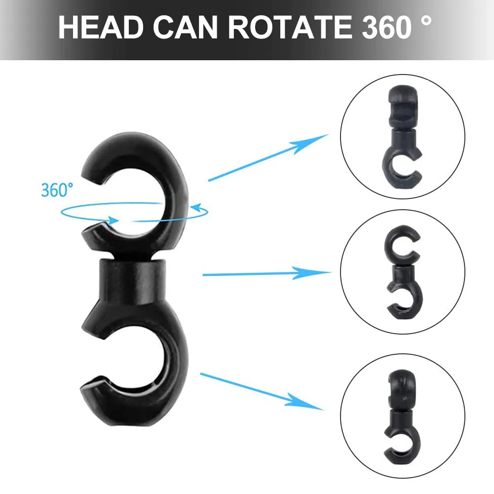 Clip per Fibbie del Cavo del Freno,Cavo per Biciclette S-Clip,Gancio S del Cavo della Bicicletta,Clip a Gancio Rotante,Clip per Biciclette con Gancio a S,Cavo Freno per Biciclette Clipc,Nero,20 Pezzi