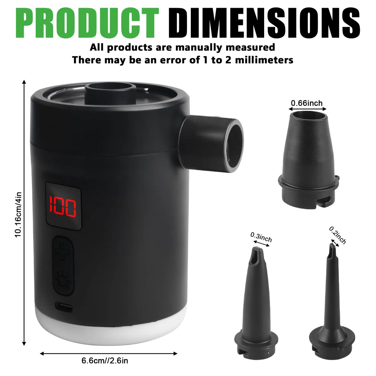 Pompa ad aria elettrica, 4000 mAh, mini pompa con 3 ugelli per materasso ad aria, per gonfiare e aspirare, 4 kPa, pompa da campeggio ricaricabile, gonfiatore rapido per barca gonfiabile, anello