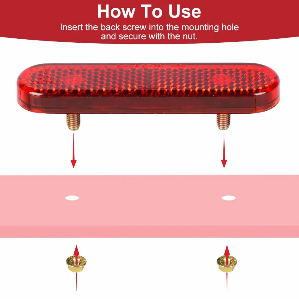 Catarifrangente Moto, 2 Pezzi 87X21X12mm E4 Riflettore Posteriore Rosso, Occhio di Gatto Multifunzionale per Moto Bicicletta Scooter E-approvato