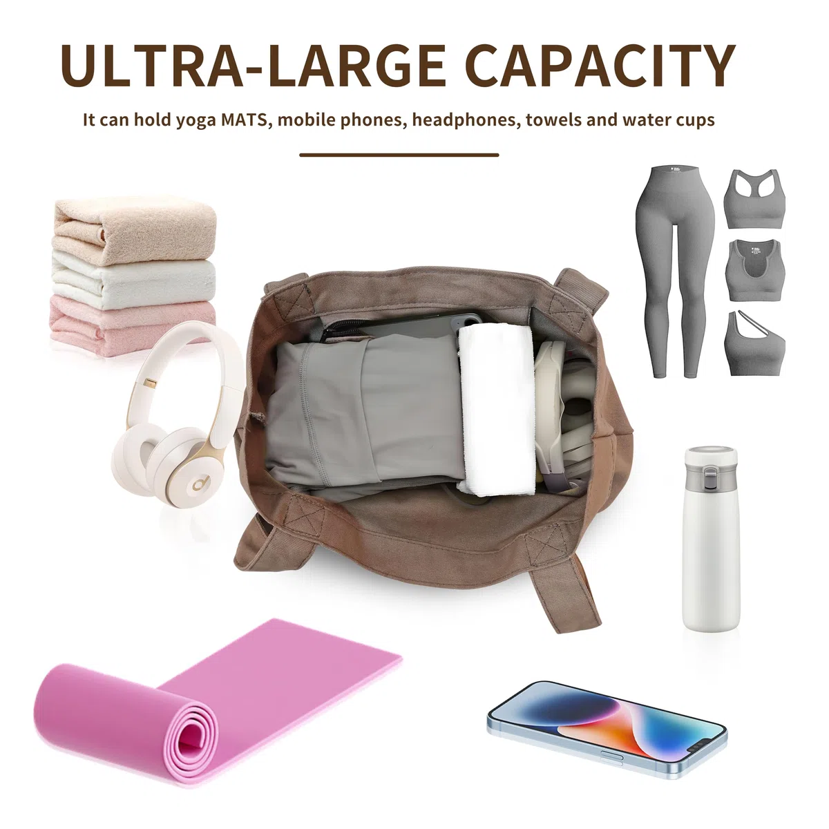 Borsa Yoga, Yoga Bag, Mat Storage, Sacca per Tappetino, Porta Tappetino, Pilates Mat Bag in Tela Resistente All'Acqua con Cerniera per Allenamento