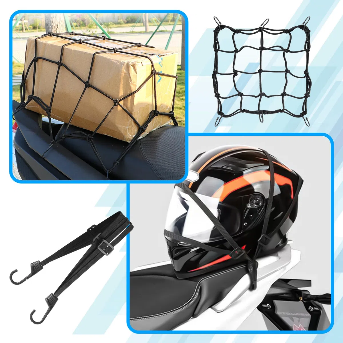 Copertura Antipioggia Per Cestini Da Bicicletta Strisce Catarifrangenti Copri Cestino Bicicletta con Rete Ragno Elastica Corda Elastici Moto e Organizzatore a coulisse, per la Maggior Parte Biciclette