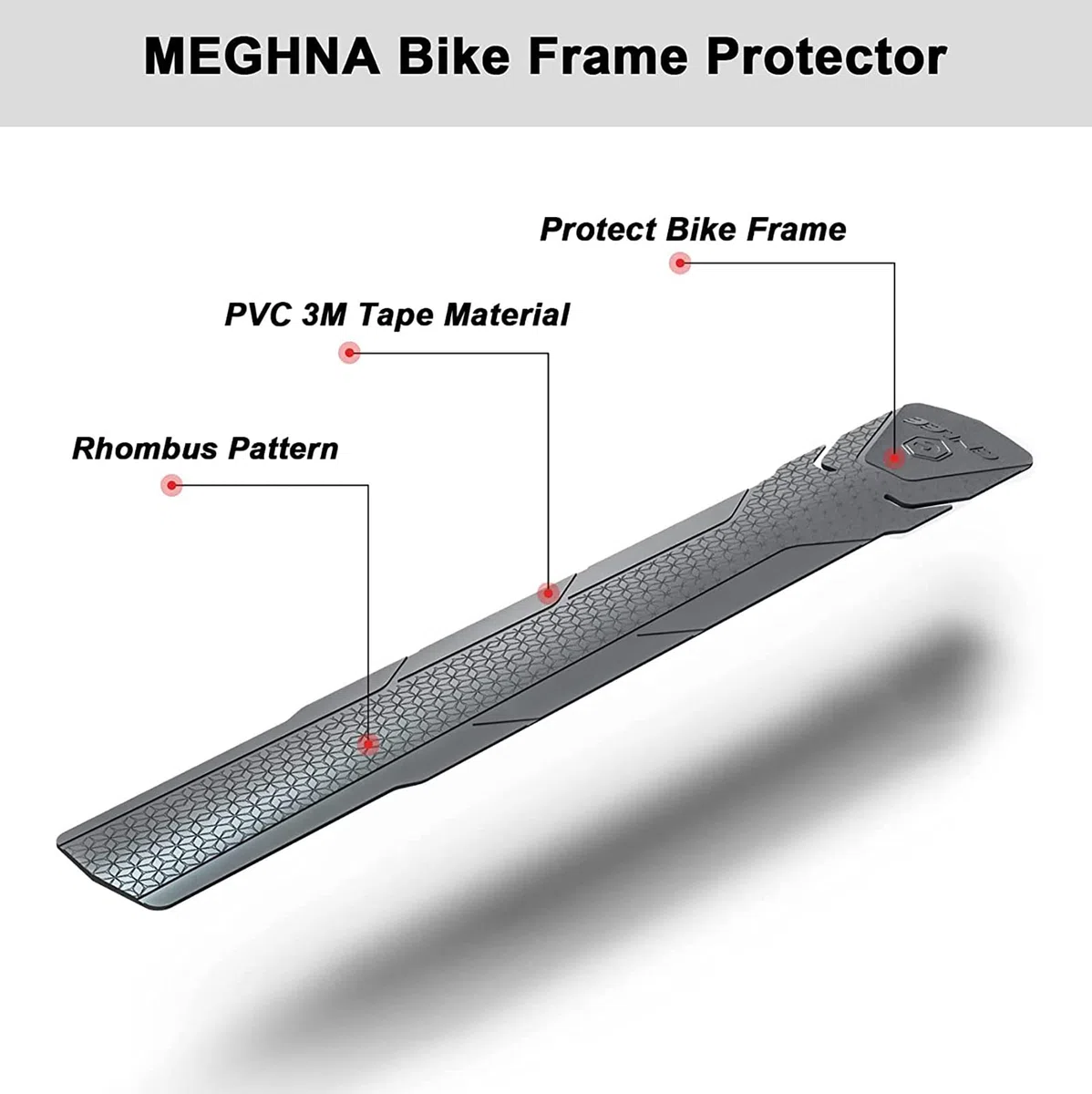 MEGHNA Telaio per bicicletta, protezione sottotubo, 3 m, nastro adesivo per mountain bike, bici da corsa