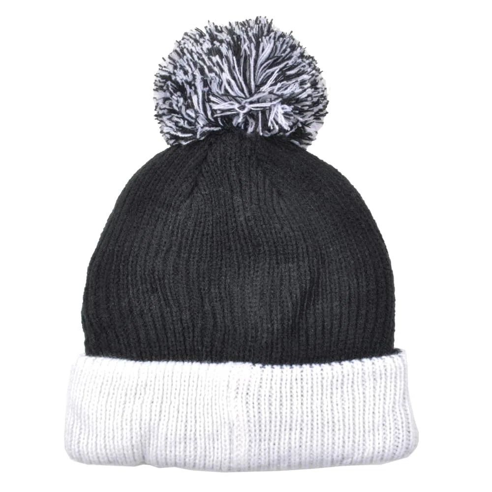 Cappello Ponpon Bicolore con Logo Juventus Applicato in Gomma. Prodotto Ufficiale Juventus 131413