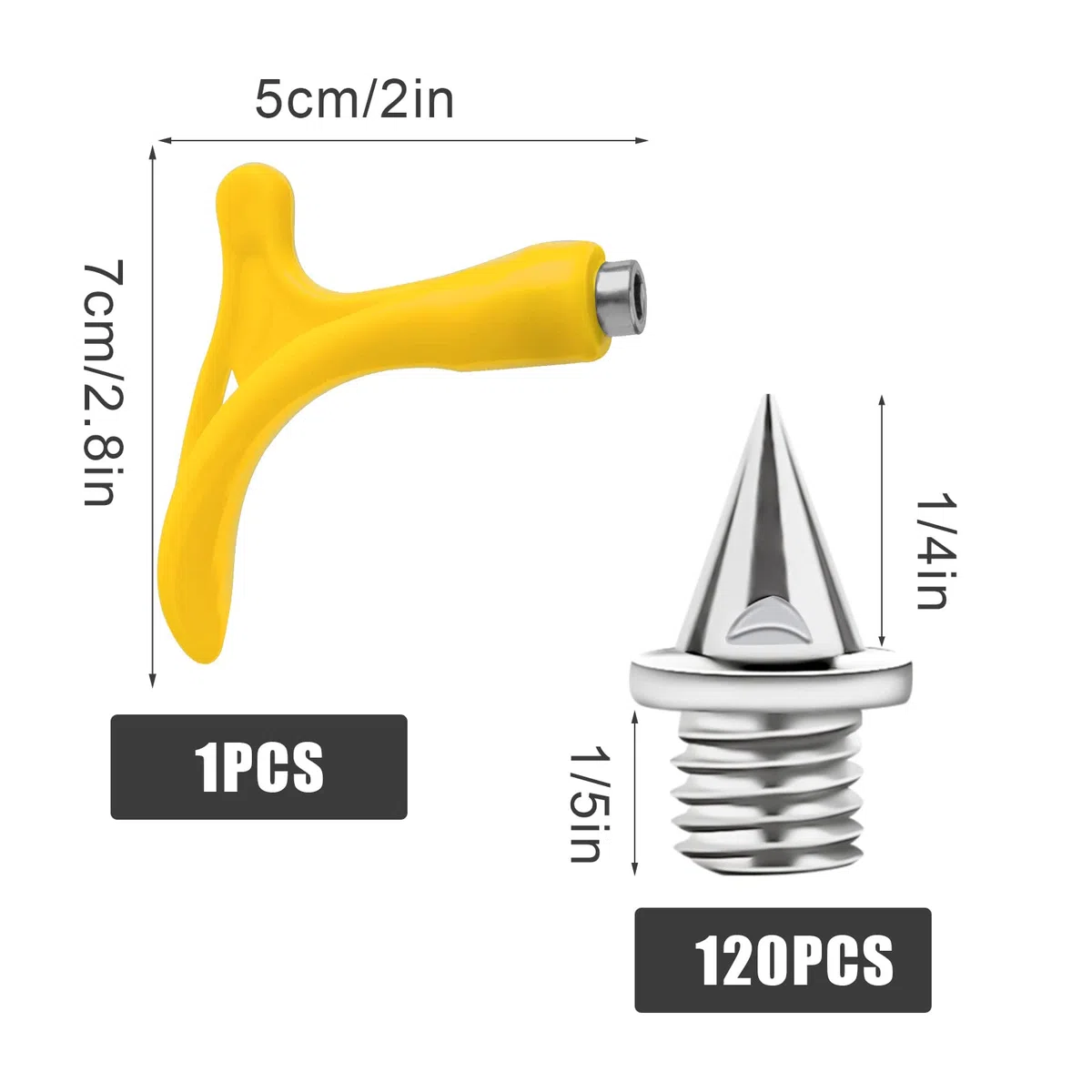 Savita 120 Pezzi 6mm Track Spikes in Acciaio Inossidabile con Chiave a Punte da 1 Pezzo, Tacchetti di Ricambio Shoe Spikes per Scarpe da Pista Scarpe Sportive Jogging Corsa (Argento)
