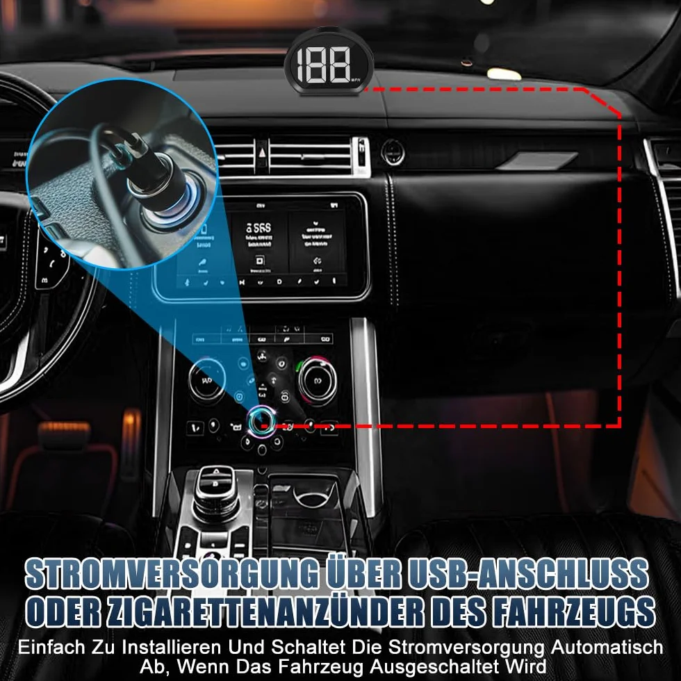 Speedometro digitale, GPS tacho HUD Digital Car Speedometro LED, grande indicatore di carattere, alimentato tramite USB, chip dual mode per tutti i veicoli di collegamento (bianco MPH)