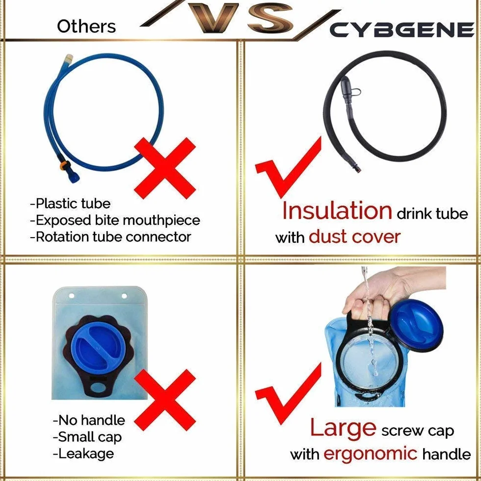 Tubo Isolato per Bere per Vescica di Idratazione CybGene, Boccaglio Igienico con Valvola ON/OFF Facilmente Accessibile e Coperchio Antipolvere,Compatibile con Vescica d'acqua da 2L&3L (Lunghezza: 1m)