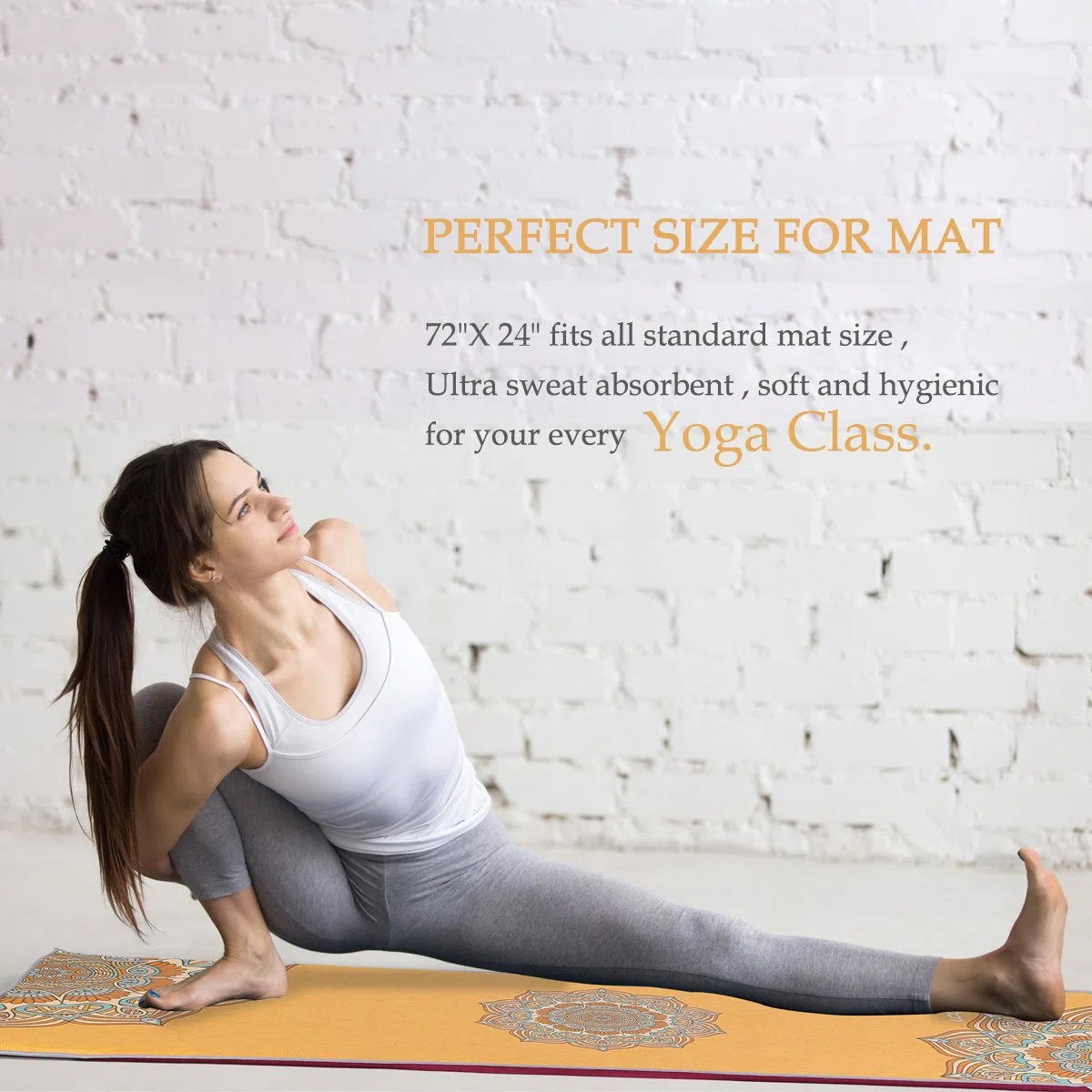 Asciugamano Yoga,Asciugamano Mat con Smart Corner Tasche e Elastico Loop,Antiscivolo Hot Yoga Asciugamano per Bikram,Pilato,Fitness 183x63cm