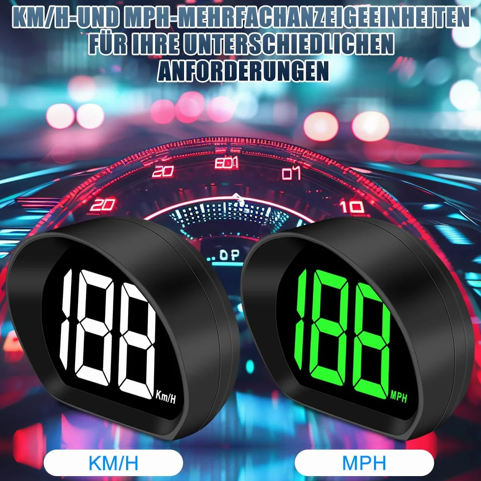 Speedometro digitale, GPS tacho HUD Digital Car Speedometro LED, grande indicatore di carattere, alimentato tramite USB, chip dual mode per tutti i veicoli di collegamento (bianco MPH)