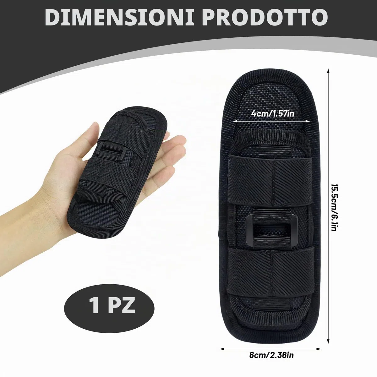 Custodia per Torcia Tascabile Girevole a 360 Gradi Con Clip per Cintura, Supporto Tattico per Attività All'aperto, Escursionismo, Caccia, Campeggio, Copertura in Nylon