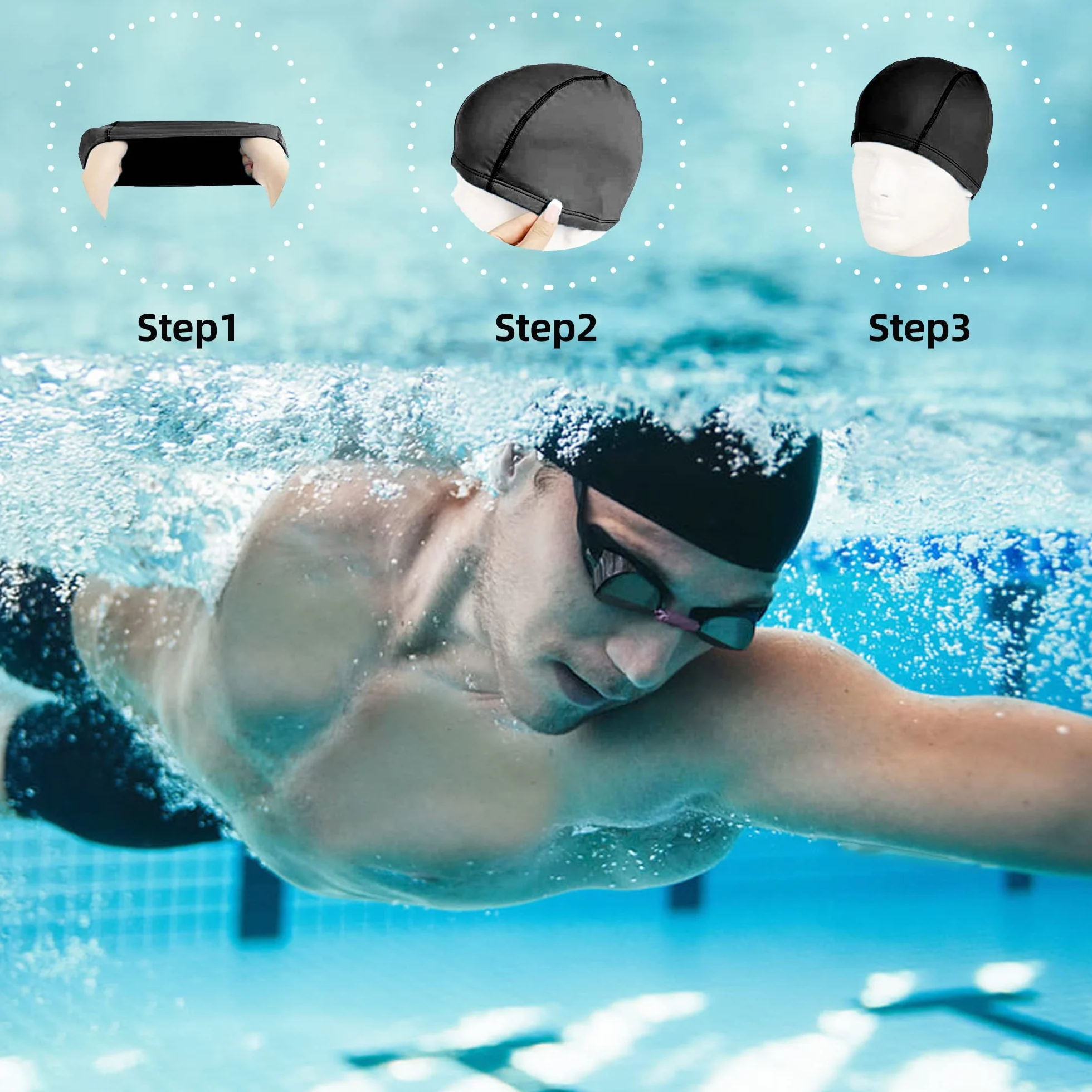 Cuffia Piscina Tessuto Adolto Bambini Cuffie Nuoto per Uomo Donna Super Elastica e Leggera