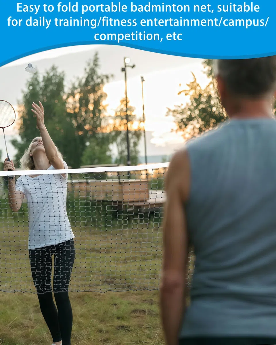 BARRU 1 pcs Rete da Badminton Portatile,Rete da Pallavolo Regolabile Pieghevole,Rete da Tennis Standard per Giardino Spiaggia Sportivo All'Aperto 6.1x0.76m nero